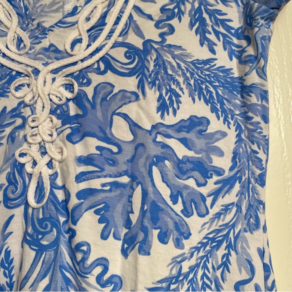 Lilly Pulitzer Brewster Sheath Cotton T-Shirt Dress Blue White Women XXS NWOT - Picture 9 of 11